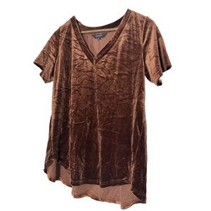 Amaryllis brown crushed velvet tunic top M V-neck Whimsigoth Fairy Grunge‎ Fall